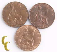 1923-1925 Great Britain Farthing Lot (AU-BU, 3 coins) George V England KM-808.2 - £61.29 GBP