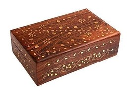 Beautiful Wooden Jewellery Box Jewel Organizer Flower Décor For Women 6x4 Inches - £18.41 GBP