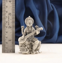 BIS HALLMARKED 925 Silver Antique 3D Saraswathi Idol - pure silver gift items  - £59.76 GBP+