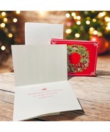 Burgoyne USA 24 Elegant Hand Crafted Christmas Red Wreath Cards With Env... - $23.25