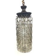 Vintage Swag Pendant Light Lamp Geometric Iridescent Rectangular Pattern... - £232.19 GBP