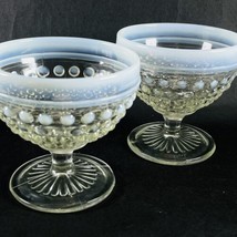 Anchor Hocking Moonstone Opalescent Hobnail Sherbet Dish Glass VTG Set Of 2 - $12.69