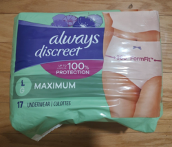 Always Discreet Max Protection Incontinence Underwear Postpartum L 17 Ct - $12.22