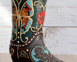 Western Cowboy Faux Tooled Leather Butterfly Cowboy Boot Pen Holder Flow... - $28.99