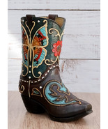 Western Cowboy Faux Tooled Leather Butterfly Cowboy Boot Pen Holder Flow... - $531.79 MXN