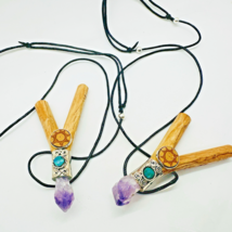 Kuripe Pipe with Aya Vine, Chrysocolla and Amethyst | Palo Santo Wood - $31.35