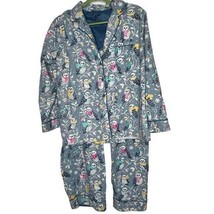 Nick &amp; Nora Light Blue Snowy Owls Snowflakes Flannel Pajamas Shirt Pants Set XL - £57.74 GBP