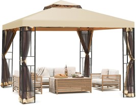 Tangkula 10X10 Ft Outdoor Gazebo, Double Roof Metal Gazebo With Netting,... - £190.96 GBP