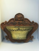 MCM Wood Style Wall Plaque with Planter Art Nouveau Brown Syroco Inc. VTG USA - £31.13 GBP