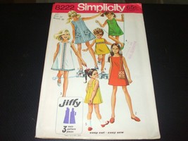 Simplicity 8222 Girl's Jiffy Summer Dress Pattern - Size 12 Chest 30 - $11.86