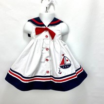 Goodlad Baby Girl Summer Dress 12 Month Nautical Sailboat Novelty White Red Blue - $27.72