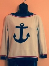 VTG Moschino Cheap And Chic 100% Cotton Knit Sweater Anchor Heart US SZ 4 - £94.62 GBP