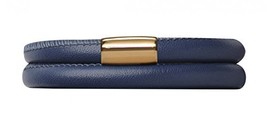 Endless Jewelry Genuine Leather Bracelet Blue 36cm 12504-40 Gold Plated Lock Fin - £60.79 GBP