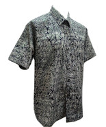 Malaysian Batik Gray White Pattern Shirt Tie Dye Casual Hawaiian Beach A... - £31.45 GBP