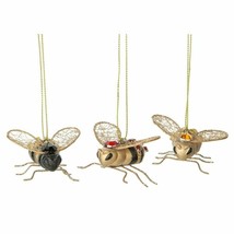 Gisela Graham London Christnas Ornaments Resin and Wire Jeweled Bees Set of 3 - £19.70 GBP