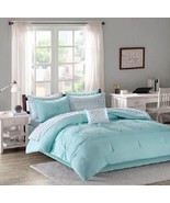 Devynn 7-Piece Aqua Twin Embroidered Comforter Set with Bed Sheets - $64.85