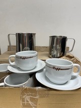 Cappuccino Cup and Saucer Set of 6, Includes Two Milk Frothing Pitchers - $55.00