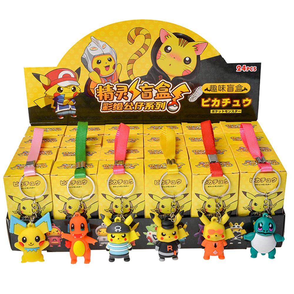 24Pcs/Set Random Pokemon Keychain Kawaii Pikachu Keyring Cute Action Figures for - £22.15 GBP+