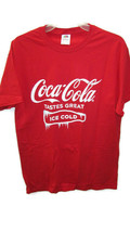 Coca-Cola Red T-shirt Tee Size Large Tastes Great Ice Cold 100% Cotton - $8.42