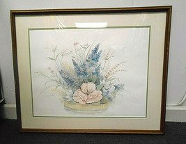 Boquete of Flowers Watercolor 19&quot;x24&quot;Print in 26&quot;x31&quot;Wood Frame by Mary Bertrand - £70.89 GBP