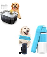 2.6 Gallon Dog Water Fountain + 35Oz Dog Water Bottle Water Bowl Dispens... - $57.99