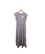 NWT Zesica Womens XL Maxi Dress Smocked Tiered Ruffle Sleeves Gray Casua... - $15.99
