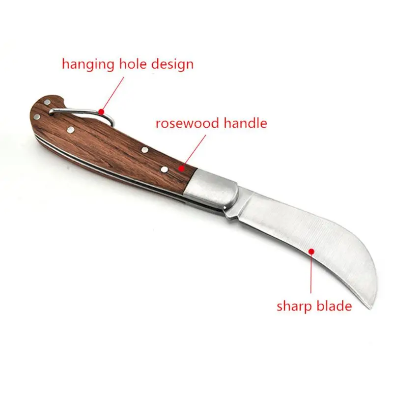 2023 1pcs Outdoor EDC Tool Wood Handle Folding Knife Mushroom Knife Camping - £22.94 GBP