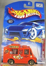 2002 Hot Wheels #57 Wild Frontier 3/4 ICE CREAM TRUCK Orange w/Gold 5 Spoke Whls - £6.44 GBP