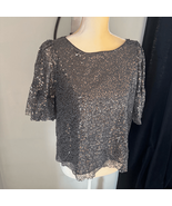 ANTHROPOLOGIE MAEVE Sequined Blouse Top, Dark Gray, Size Small, NWOT - €59,20 EUR