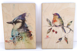 Lot 2 Postcard Art Firecut Wood DEAN CROUSER Bluejay Wren Songbird - £15.62 GBP