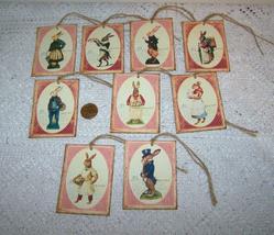 9 Pcs Vintage Bunny Rabbits Fussy Cut Gift Vintage Linen Hang Tags #MNS - £11.78 GBP