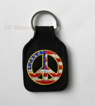 Patriotic Usa Flag Peace Sign Anti War Embroidered Key Ring 2.75 X 3.75 2 Sided - £4.28 GBP