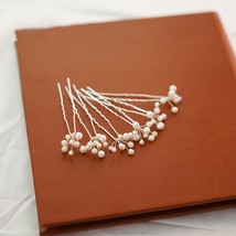 Bridal Pearl Silver Hair Pins 6pcs,Wedding Headpiece,Bridal Hair  Access... - £11.76 GBP