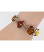 Seven Stone Amber Statement Piece Sterling Silver Bracelet! - $931.99 CAD