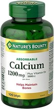 Nature&#39;s Bounty Absorbable Calcium 1200mg 100 Softgels - £37.56 GBP