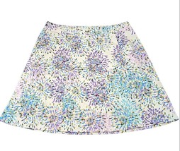 Lane Bryant Women&#39;s 20 Cream Purple Abstract Floral A-Line Skirt Casual Career - £17.90 GBP