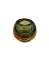 1960s Murano Sommerso Art Glass Round Candle Holder Votive Vase Faceted - $72.22