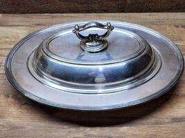 LBS Co Silver Plate Covered Oval Serving Dish With Lid And Ornate Handle... - $19.98