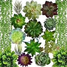 Airbin Artificial Succulent Plants Fake Decorations Pack Of 17 Fake Succulents, - £27.17 GBP