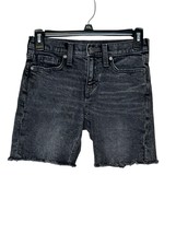 Old Navy Women Jeans Mid-Rise Frayed Hem Bermuda Adjustable Waist Short Denim 10 - £10.16 GBP