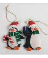 Vtg Set of 2 Snowmen Dangling Legs Wearing Red Holding Wreath Glittery O... - $177.75 MXN