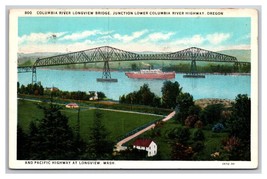 Columbia River Bridge Longview Washington WA WB Postcard V22 - £3.07 GBP