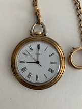 Vintage Working Timex Mechanical Pocket Watch 40mm Gold Tone With 7&quot; Chain - £35.23 GBP