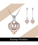 Heart Necklace And Earring Set In Rose Gold Infinity Anchor Engagement P... - £167.36 GBP