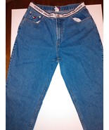 VTG Tommy Hilfiger Women&#39;s Medium Wash Denim Spell Out Waist Band Jeans ... - £5.80 GBP