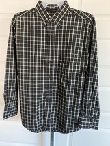 Michael Austin Sz L Casual Button Front Shirt L/S Black &amp; Whhite Plaid M... - £11.63 GBP