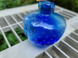 Murano Glass Vase Ombre Blue Bullicante 3.25&#39; - £31.05 GBP
