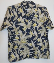 XL Nautica Birds of Paradise Hawaiian Navy Blue Mens Short Sleeve Shirt - £22.71 GBP