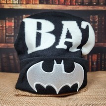 Batman Insignia Black &amp; White Beanie Hat - Embroidered Batman Emblem - £8.18 GBP