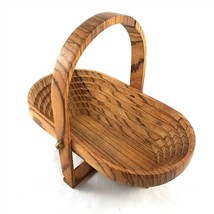 Folding Spiral Collapsible Wooden Farmhouse Basket Trivet Bowl Country Style - £19.63 GBP
